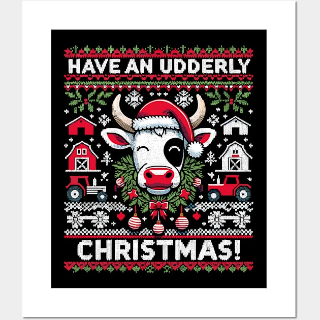 Funny Ugly Christmas Cow Holiday Design Wall Art by Indigo Lake